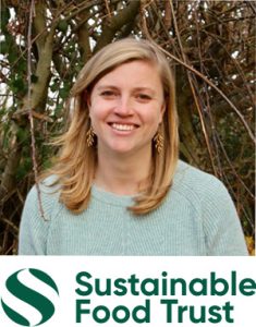 Adele Jones with Sustainable Food Trust logo