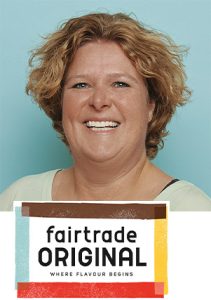 Lisette Brouwers with Fairtrade Original logo